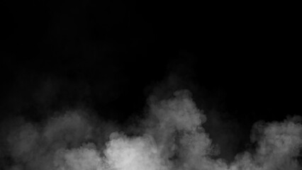 Abstract smoke misty fog on isolated black background. Texture overlays. Design element.