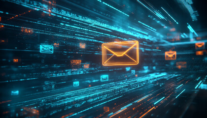 digital email notification for business ideas with isolated background generated by AI