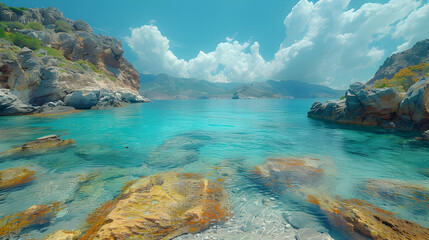 Rocky Coastline with Crystal Clear Turquoise Water - Landscape Photo