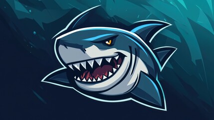 Angry shark logo sport design mascot gaming e-sport template background wallpaper AI generated image