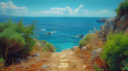 Coastal Path to the Sea Illustration
