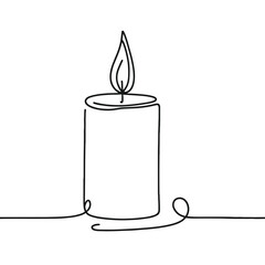 A candle is lit and the flame is yellow. The candle is in a white background