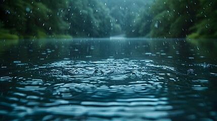 Water Drops Falling on Calm Water Surface - Photo