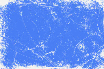 Vibrant blue and white grunge background. Distress overlay texture in retro style. Torn, weathered effect with icy winter vibes.