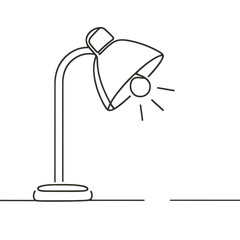 A lamp is turned on, with a light shining on it. The light is bright and illuminating, creating a warm and inviting atmosphere. The lamp is positioned on a table, and its base is sturdy and well-made