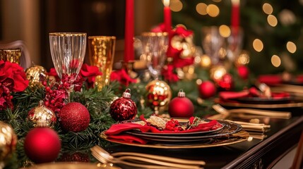 Elegant Festive Dinner Setting for New Year Celebration