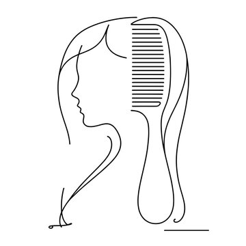 recommend clip art: A woman's head with a comb in the middle. The comb is on the right side of the head