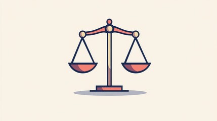 Justice scales icon in sleek design, representing legal fairness and balance, with a minimalist aesthetic