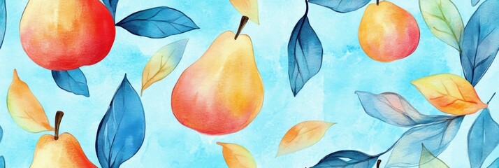 Seamless repetitive pattern background of fresh pear for fabric design