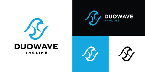 Vector design template of simple wave logo. ocean, beach, island. Icon symbol EPS 10.
