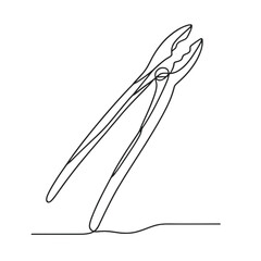 A pair of pliers is shown in a black and white drawing. The image is simple and minimalistic, with the focus on the tool itself. The pliers are positioned in a way that they appear to be in use