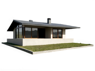 A single house standing alone in an isolated environment