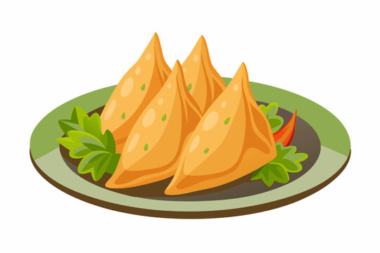 samosas on plate, food, indian cuisine clip art preview