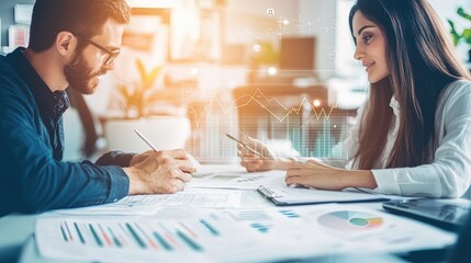 diverse business team collaborating in an office