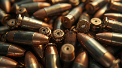 bullets from the gun placed on a table.
