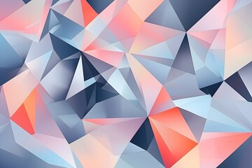 Obraz premium Abstract Geometric Pattern: A vibrant and dynamic abstract pattern with a futuristic, almost crystalline feel. It features a kaleidoscope of geometric shapes in shades of blue, pink, and orange, cre