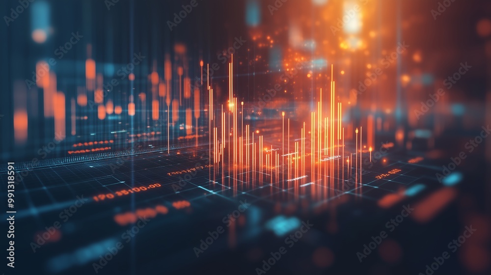 Poster abstract data visualization representing dynamic growth trends and analytics in a digital environmen