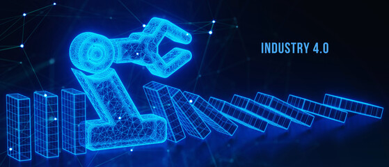 Industry 4.0 Cloud computing, physical systems, IOT, cognitive computing industry. 3d illustration