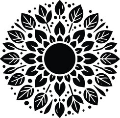 Zen Mandala with Natural Leaves and Flowers , Mandala Design