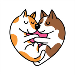 Cute Cartoon Dogs in Heart Shape