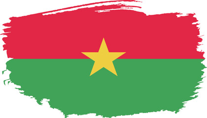 Hand drawn brush stroke flag of Burkina faso illustration on white background