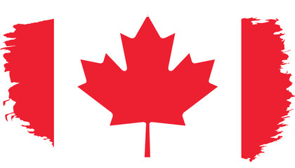 Hand drawn brush stroke flag of Canada illustration on white background