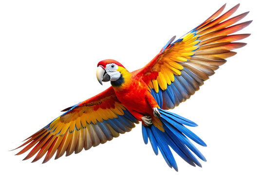 flying Moroccan parrot isolated on white background 