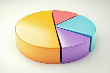 Obraz premium Colorful pie chart representing data visualization in a 3D design, ideal for presentations and reports.