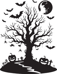 Spooky Halloween Tree Vector Art for Illustrations