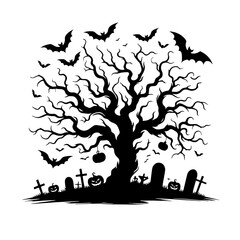 Halloween Night Tree Vector
