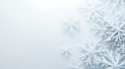 Minimalistic Christmas background with a gradient of icy blues and white snowflakes