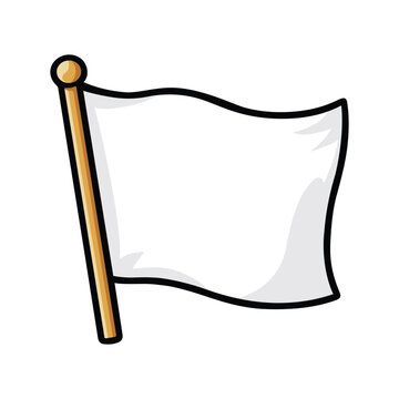 recommend clip art: White flag waving in cartoon style