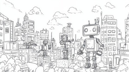 Robots in a Futuristic City