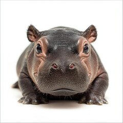 Obraz premium baby pygmy hippo portrait on white background 
