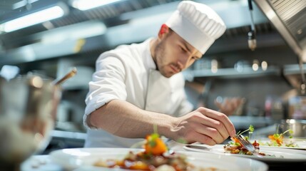 Chef plating a gourmet dish