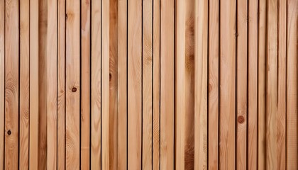 Fototapeta premium Close-Up of Vertical Wooden Planks Displaying Natural Grain Patterns and Knots in a Warm, Light Toned Timber Texture for Rustic Architectural Design or Construction Material Background
