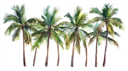 Obraz premium Vector illustration of coconut tree with leaf closeup view