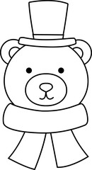 Cute christmas polar bear head outline vector  