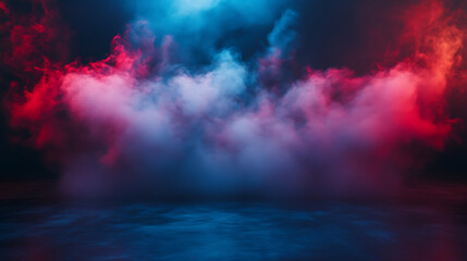 Deep blue and purple smoke blending on a stage, creating a rich, atmosphere