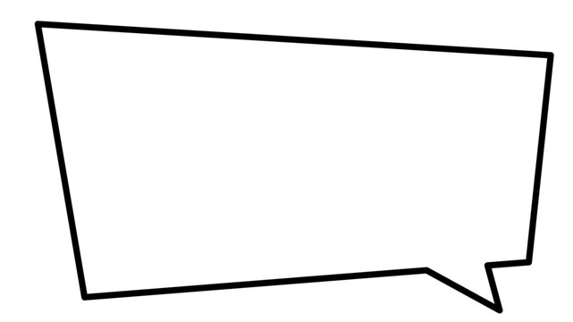 吹き出し　単体　シンプル　イラスト　ベクター　四角　白　黒縁　　右側