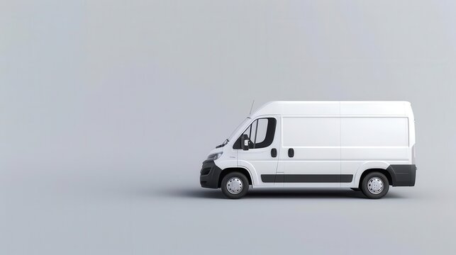White delivery van isolated on a plain background, white delivery van, logistics and transportation