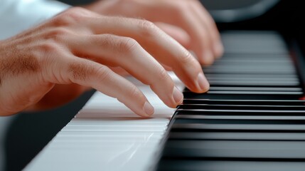 Obraz premium A close up of a person's hands playing the piano, AI