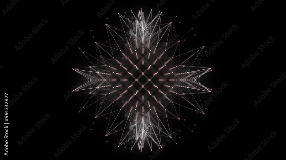 Aufkleber Abstract color cube with connecting dots and lines. Big data visualization. Blockchain technology concept. Wireframe network connection structure. 3d rendering.