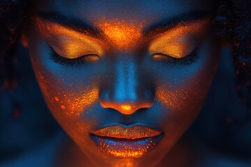 Abstract portrait with neon lights highlighting a unique setting