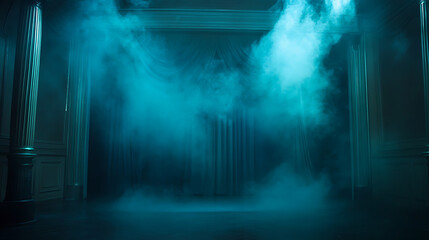 Teal Smoke Gently Enveloping the Stage