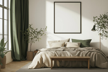 Empty frame for picture above the bed