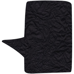 Speech bubble. Black crumpled cutout paper speech balloon. Scrapbook collage chat empty element for text or massage. Grunge style. Transparent background 