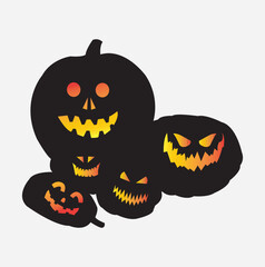 Print Halloween silhouette vector isolated on white background