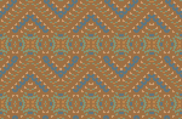 Geometry Shapes Islamic Pattern Artfolk Embroidery, Aztec Geometric Ornament Print. Design for Carpet, Wallpaper, Clothing, Wrapping, Fabric