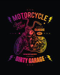 Fototapeta premium T-shirt or poster design with an illustration of an old motorcycle. Original vector illustration in vintage style.